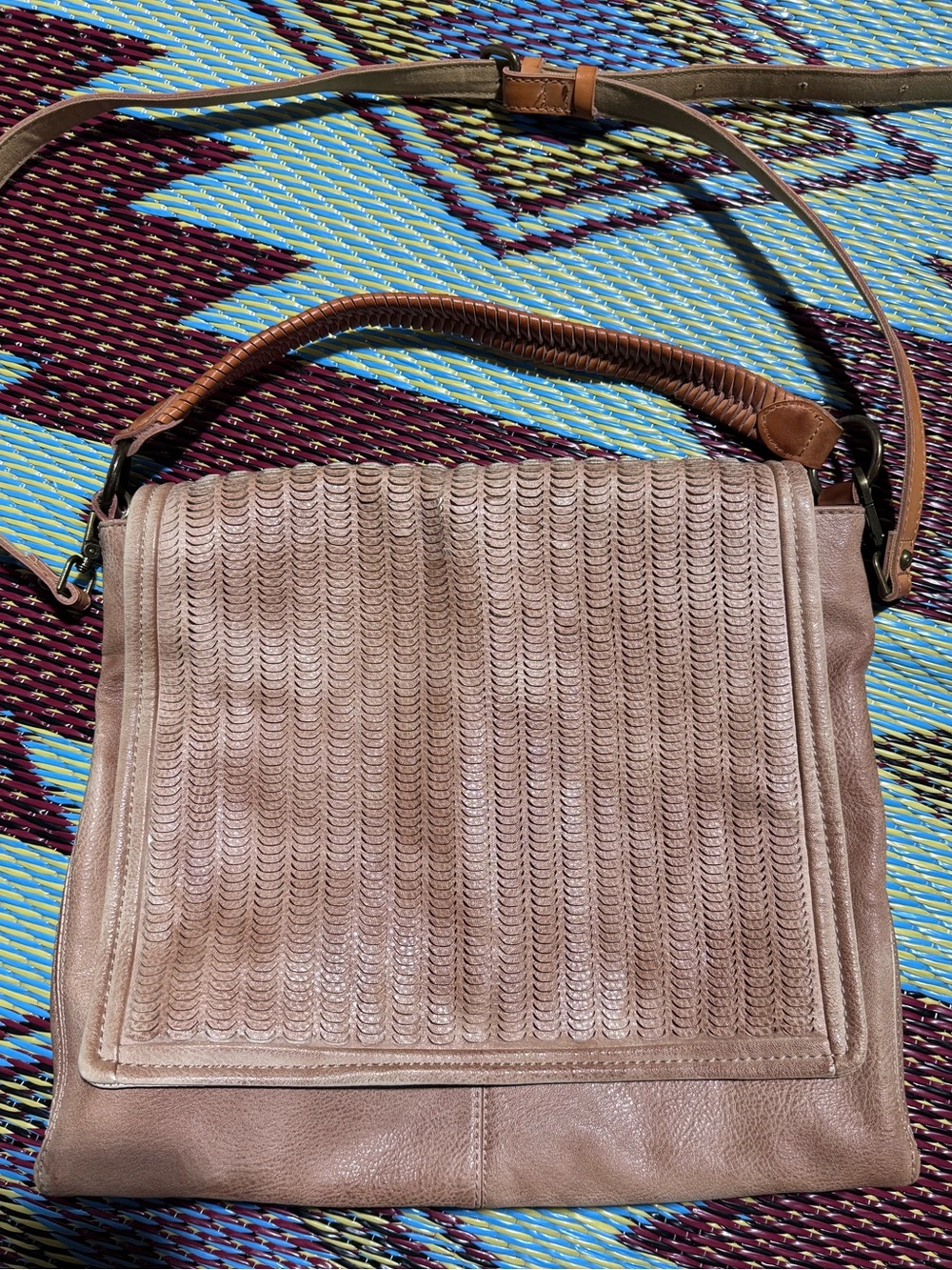 Moda Luxe Taupe Woven Faux Leather Satchel